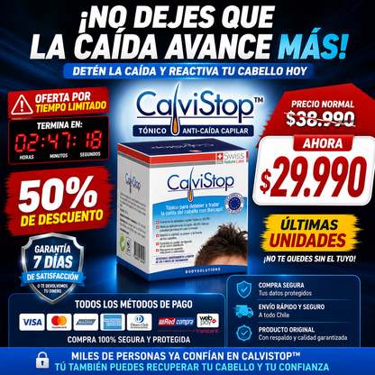 CalviStop® - Reduce la caída, fortalece el cabello y reactiva el crecimiento.
